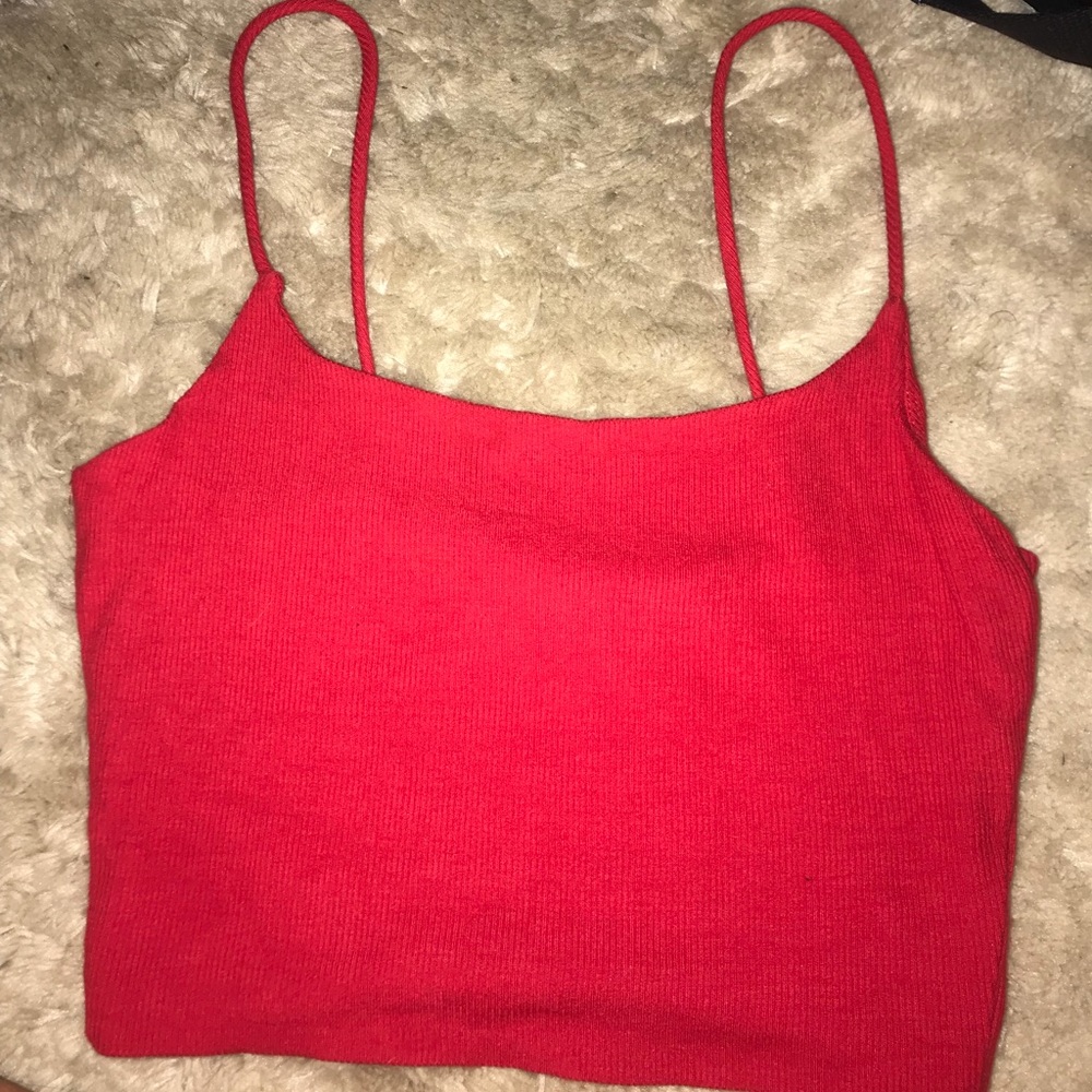 Red ribbed croptop